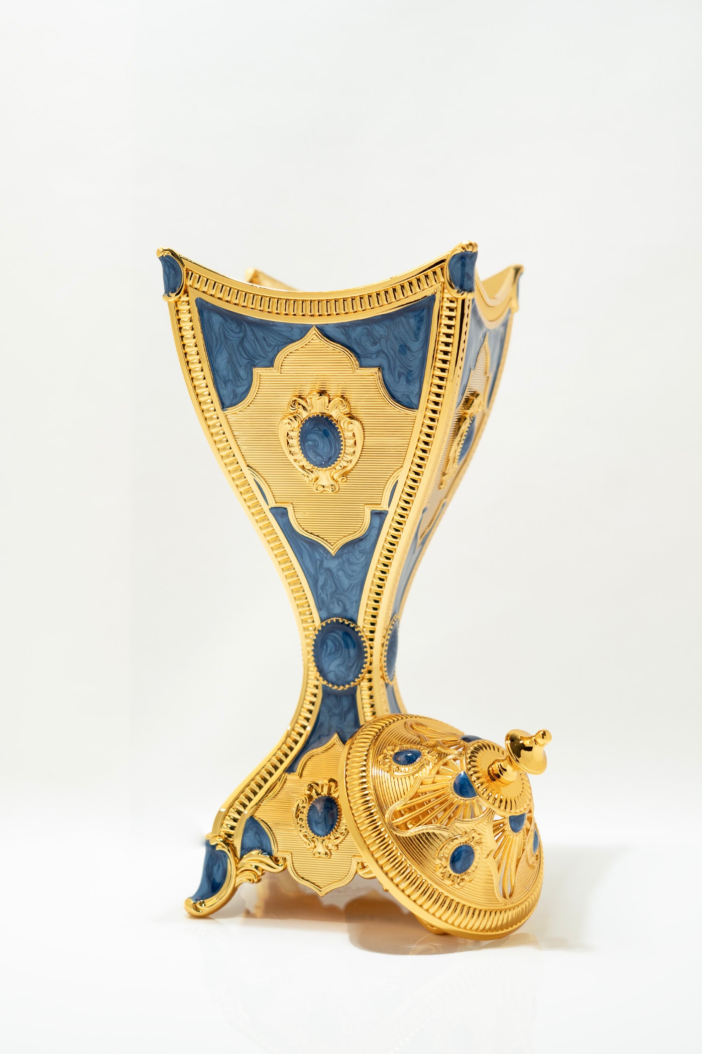 Luxury Gold and Blue Arabic Incense Burner Set