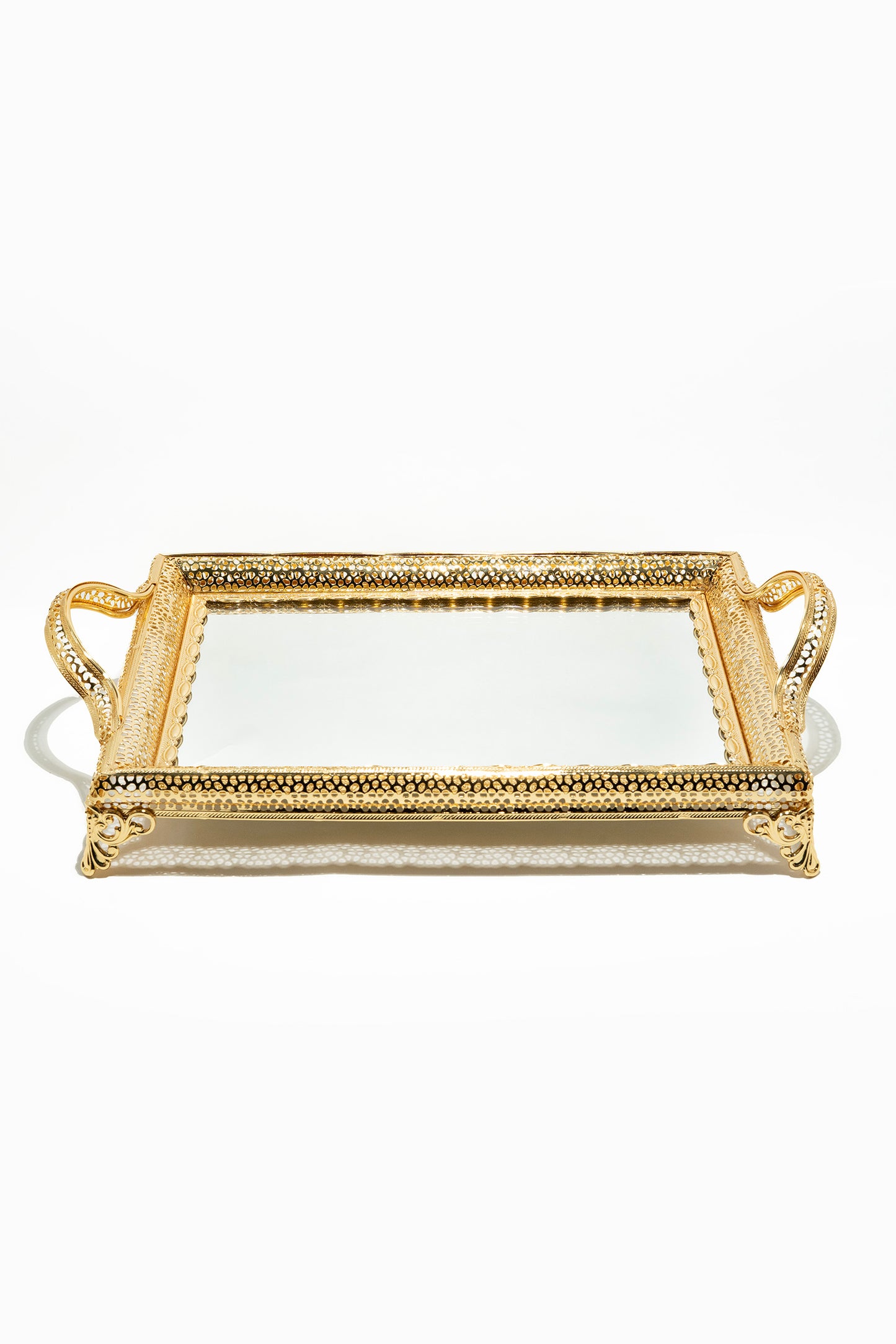 Luxury Gold and Red Mirror Tray Arabic Incense Burner Set