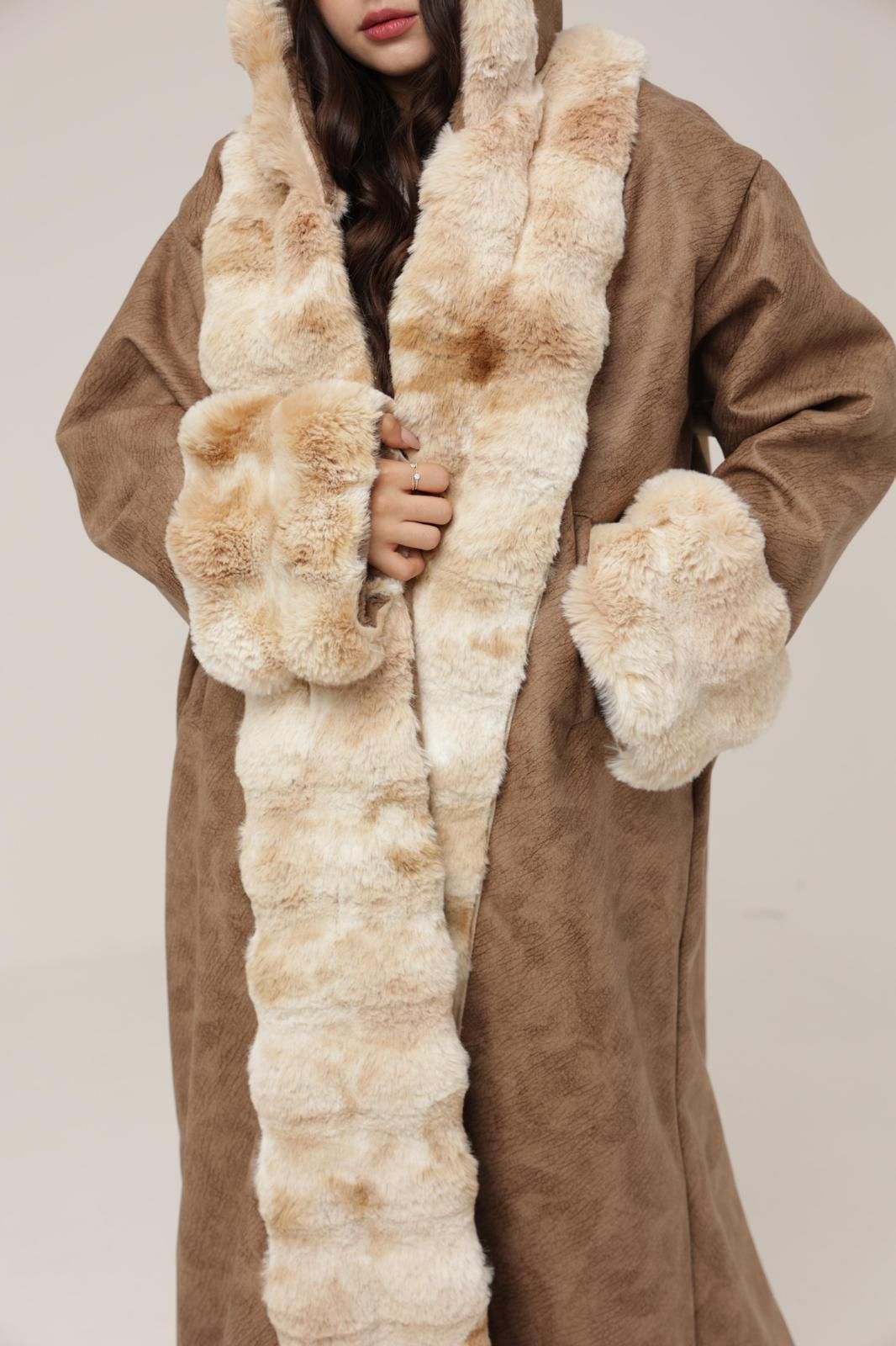 Almond Cream Coat, Winter Royal Farwa in Almond Cream