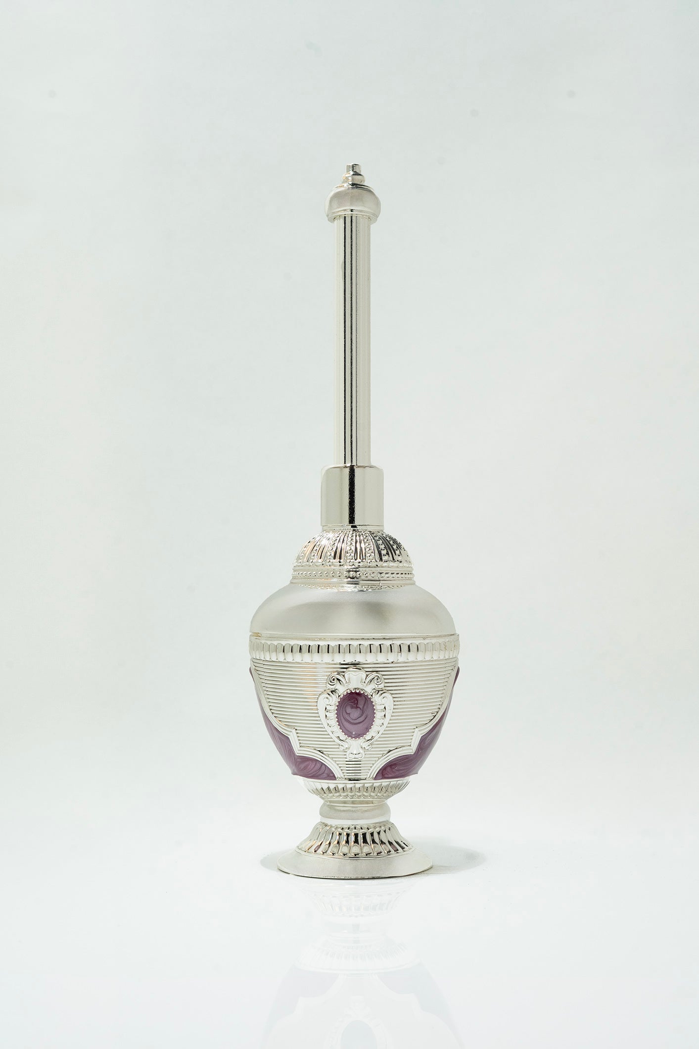 Elegant Silver and Purple Arabic Incense Burner Set