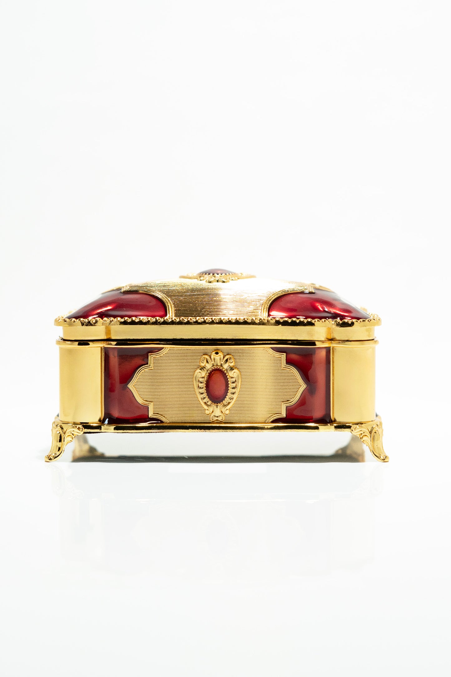 Luxury Gold and Red Mirror Tray Arabic Incense Burner Set