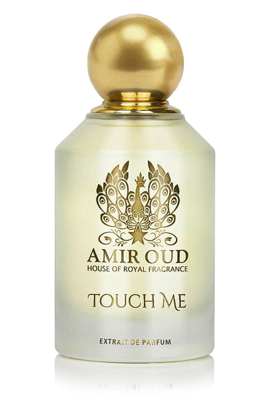 Touch Me Perfume - Transparent perfume bottle with a golden round cap