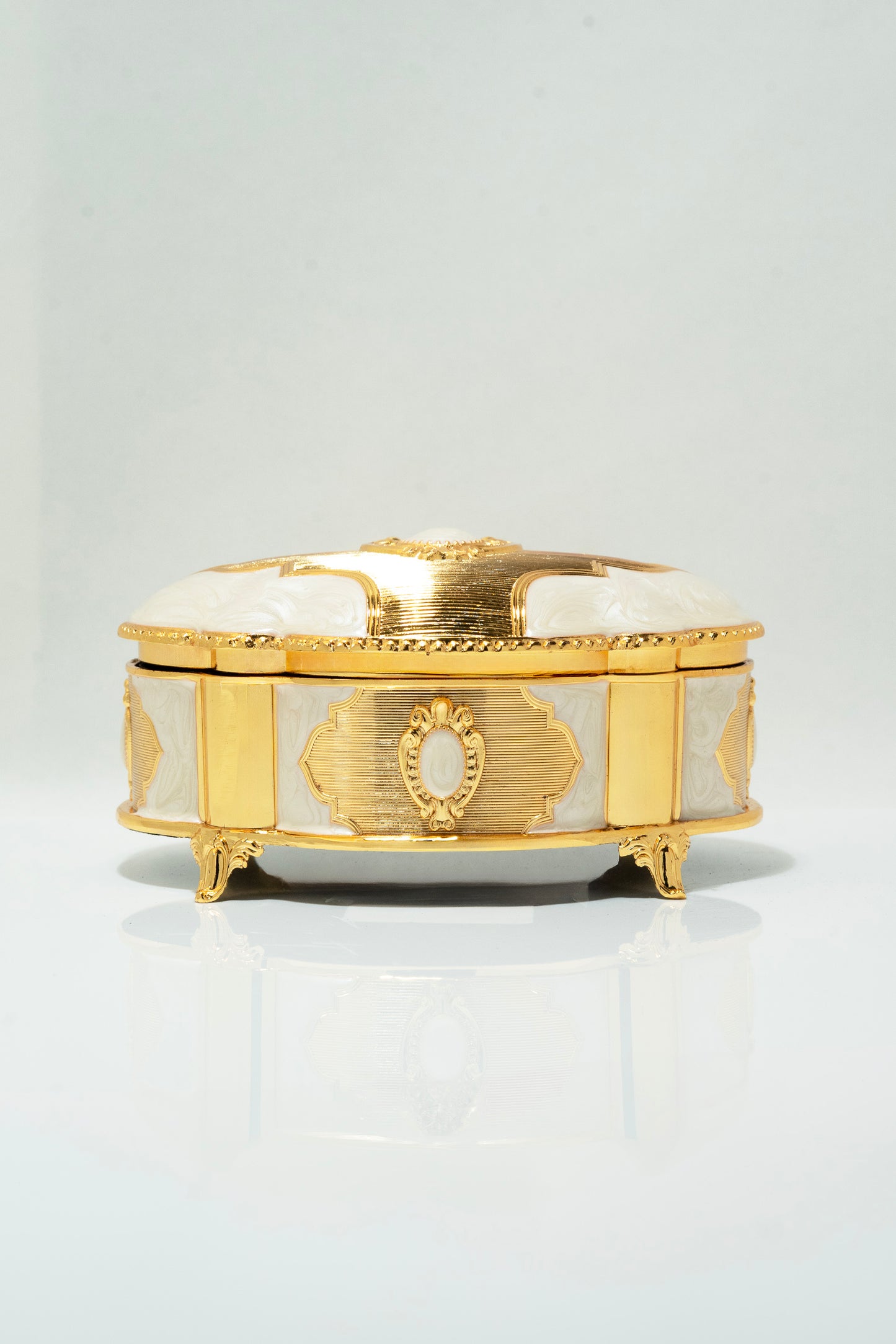 Luxury White & Gold Mirror Tray Arabic Incense Burner Set