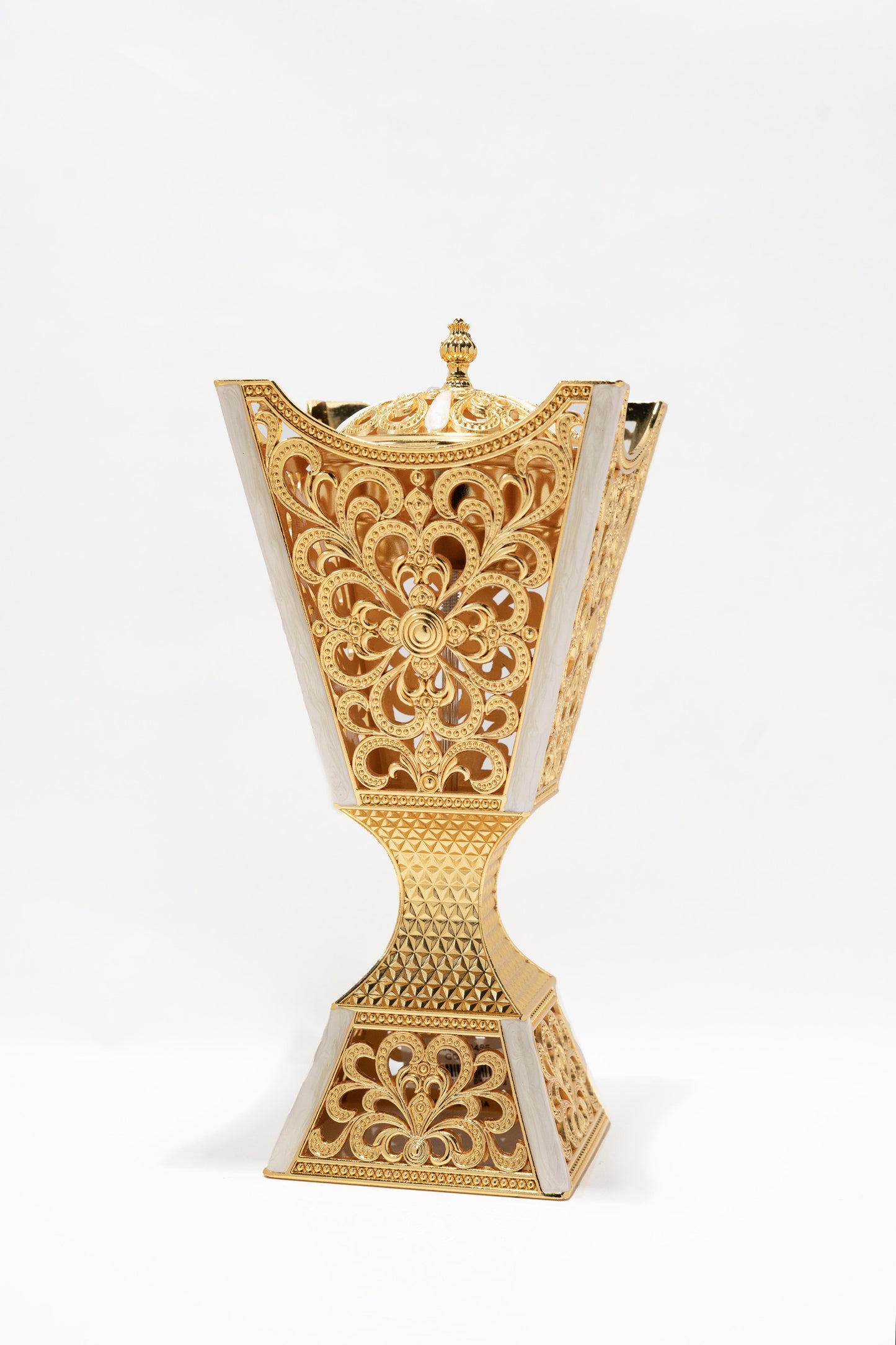 Luxury White & Gold Mirror Tray Arabic Incense Burner Set