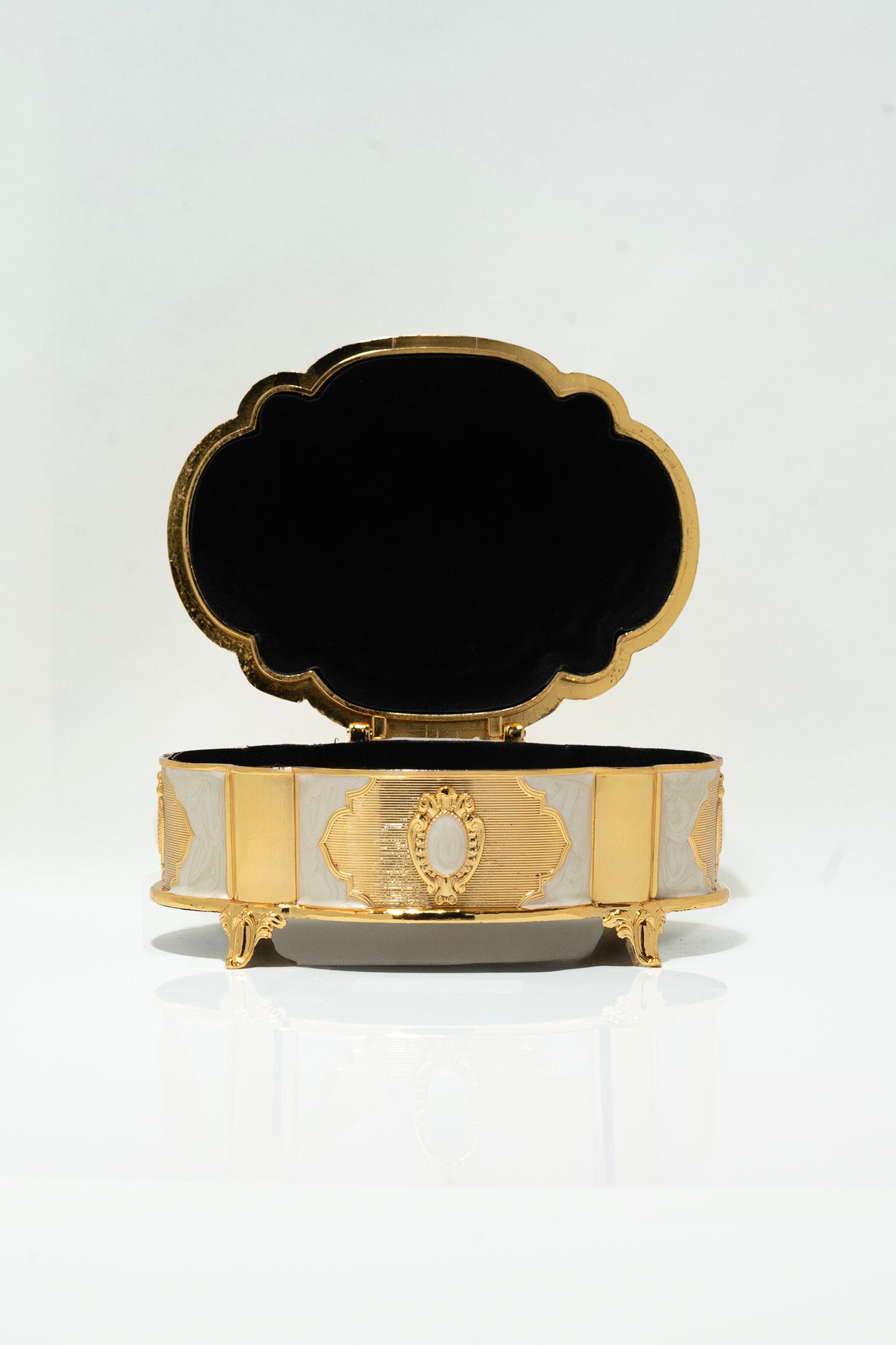 Luxury White & Gold Mirror Tray Arabic Incense Burner Set