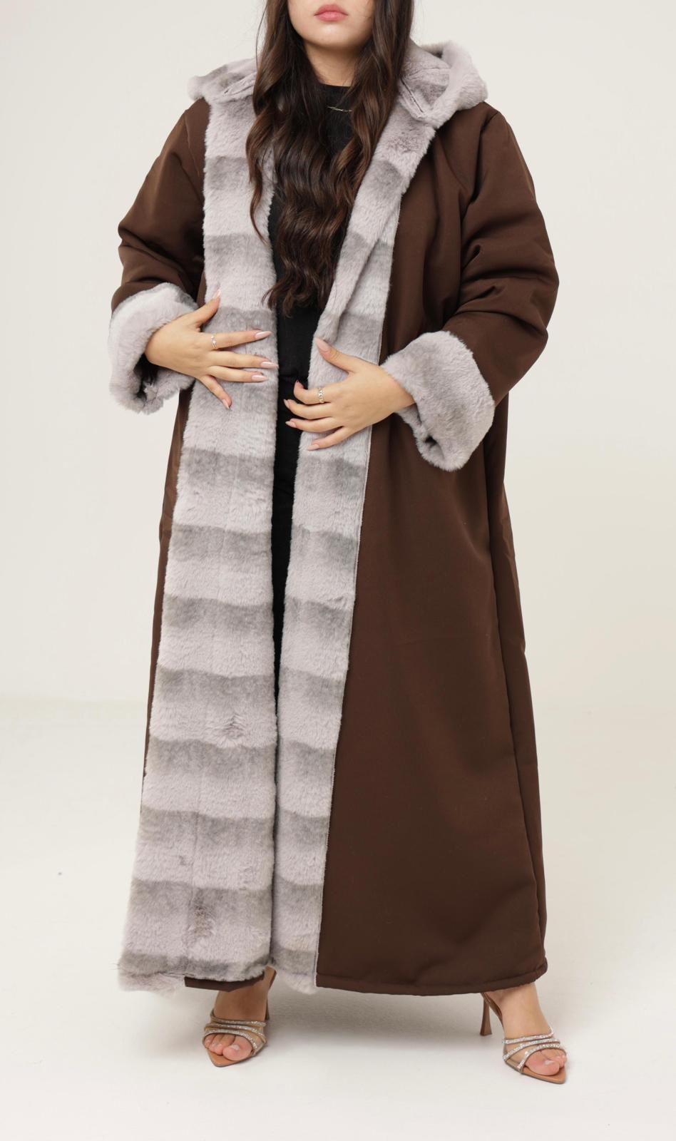 Mocha Frost Coat - Winter Royal Farwa in Mocha Frost