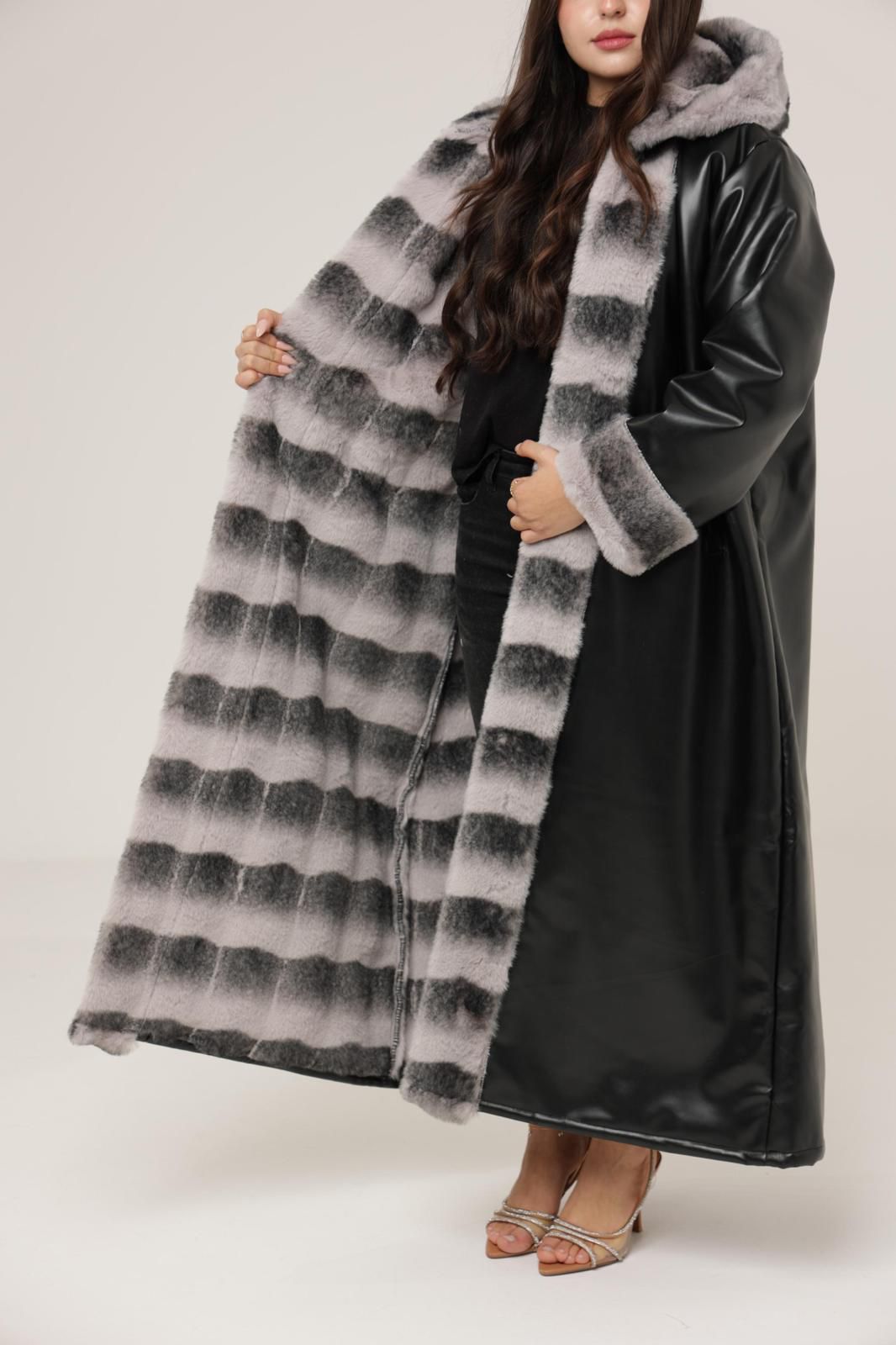 Obsidian Frost Coat - Winter Royal Farwa in Obsidian Frost