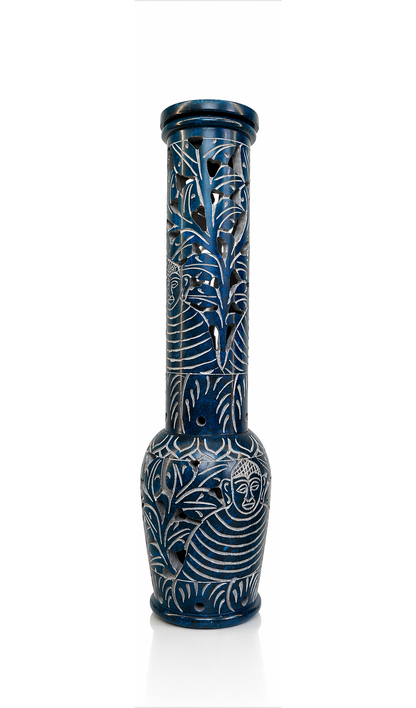 Hand Carved Soapstone Incense Tower Burner for Sticks & Cones, 3 Colors