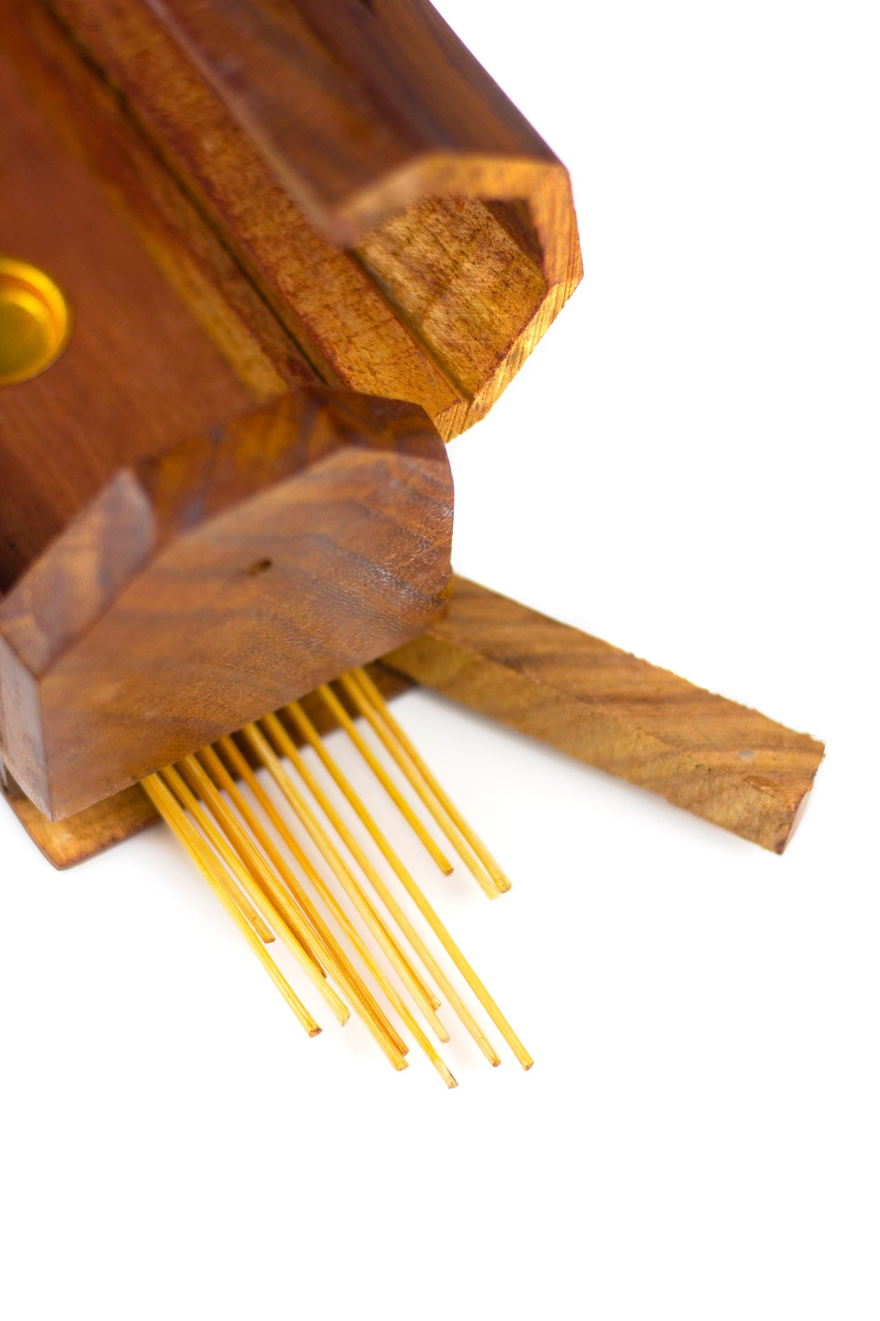 Wooden Incense & Cone Burner Brass Inlaid - with Storage (STYLE MAY VARY)