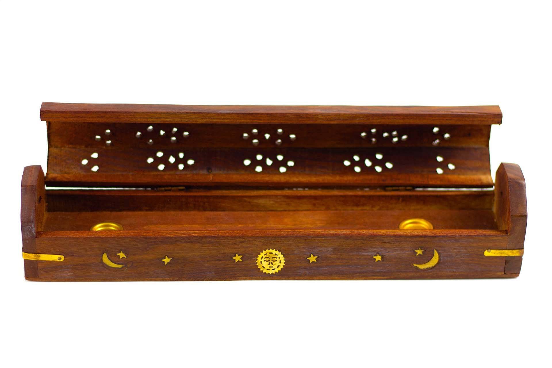 Wooden Incense & Cone Burner Brass Inlaid Flowers – Amir Oud Fragrance