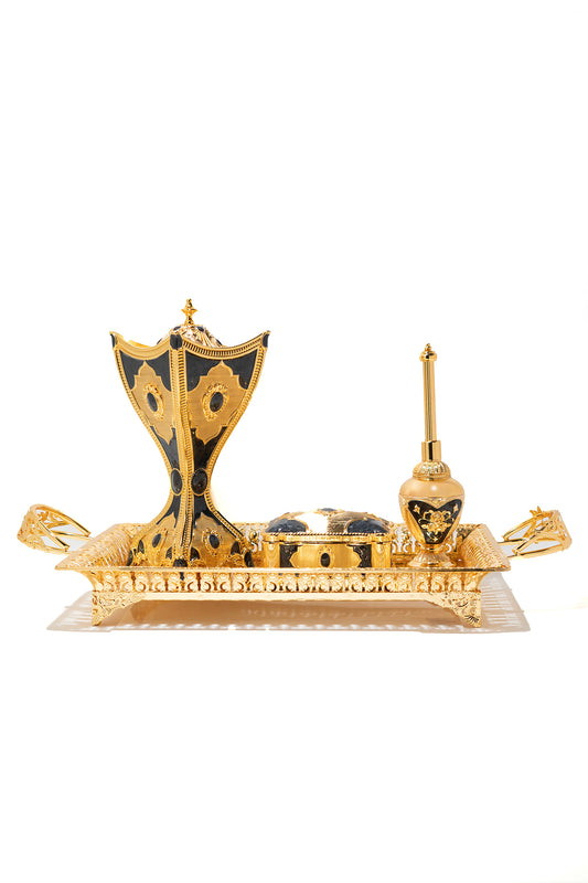 Luxury Gold and Black Arabic Incense Burner Set