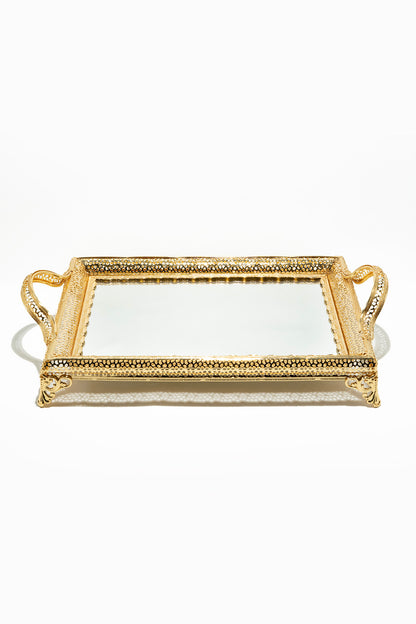 Luxury White & Gold Mirror Tray Arabic Incense Burner Set