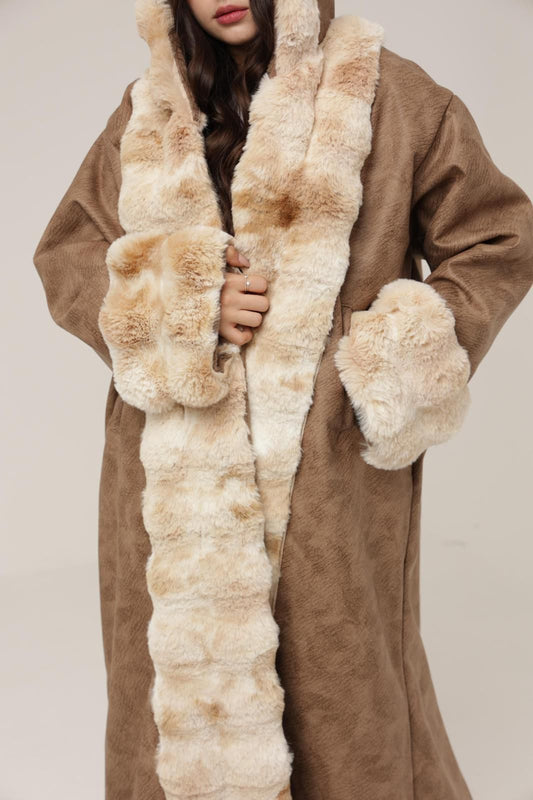 Almond Cream Coat, Winter Royal Farwa in Almond Cream