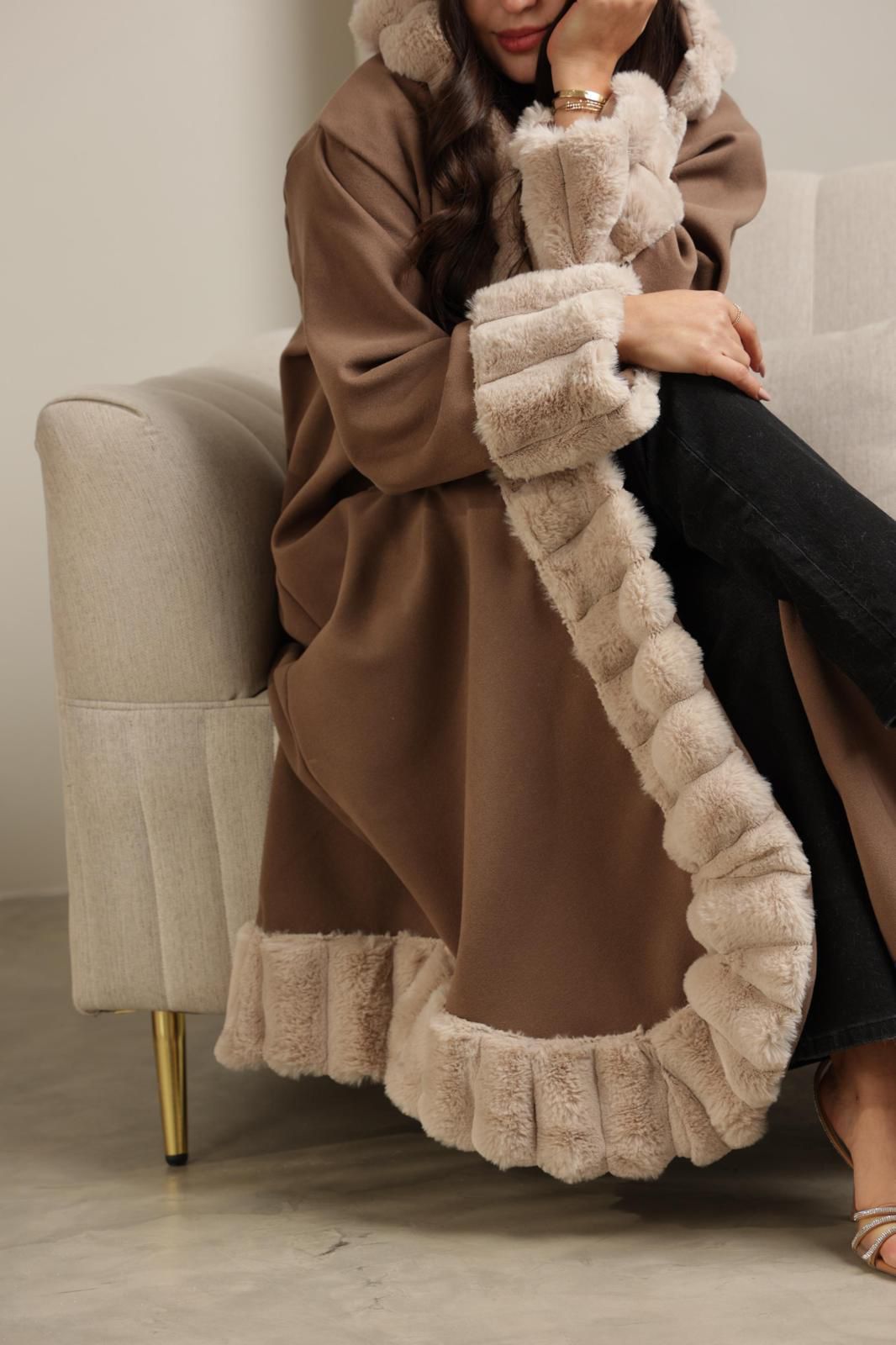 Caramel Velvet Coat - Winter Royal Farwa in Caramel Velvet
