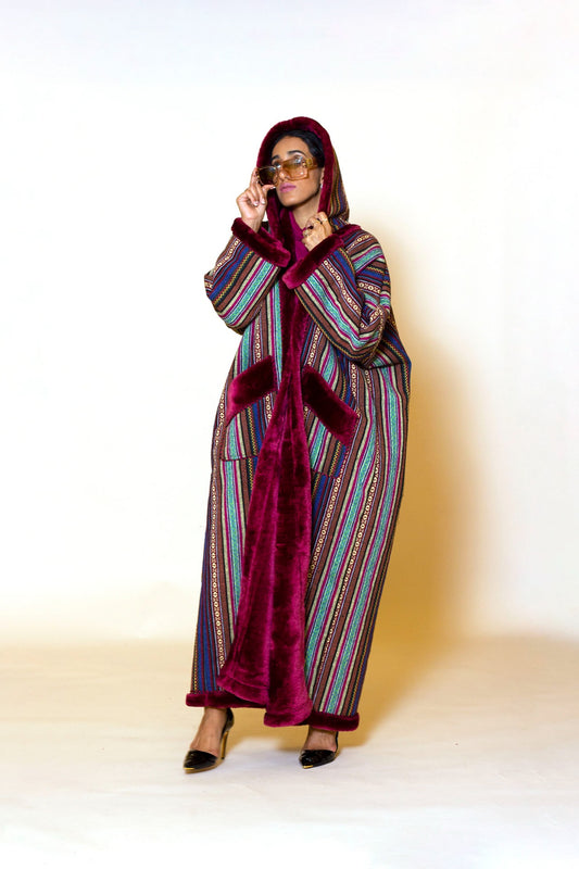 Patterned Dark Pink Farwa (coat)