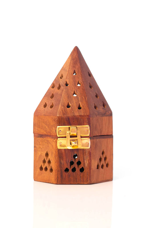 Wooden Incense Burner Handheld Pyramid Shape - For Hair