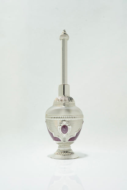 Elegant Silver and Purple Arabic Incense Burner Set