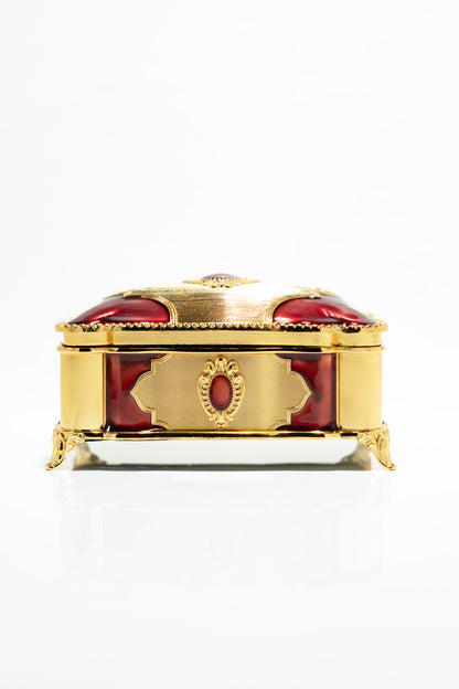 Luxury Gold and Red Mirror Tray Arabic Incense Burner Set