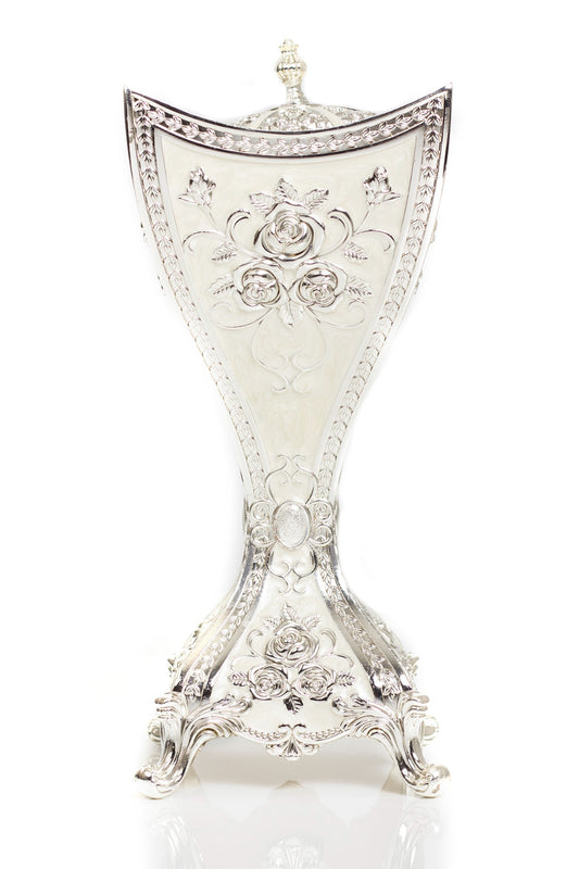 Elegant Silver Mabkara Burner with Rose Front
