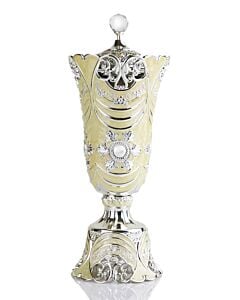 Luxury Mabkhara Silver Ceramic- Yellow with Decorative Crystal Gem Cover