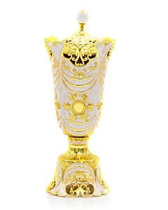 Luxury Mabkhara Ceramic Golden-Yellow with Decorative Crystal Gem Cover