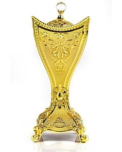 Luxury Mabkhara Golden Burner with Crystal Gem Decorated Cover